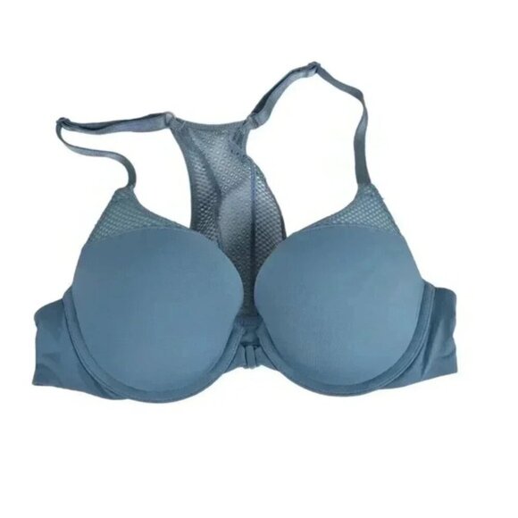 Victoria's Secret Teal Mesh Racerback Push-Up Full Coverage T-Shirt Bra Size 32B - Picture 3 of 7